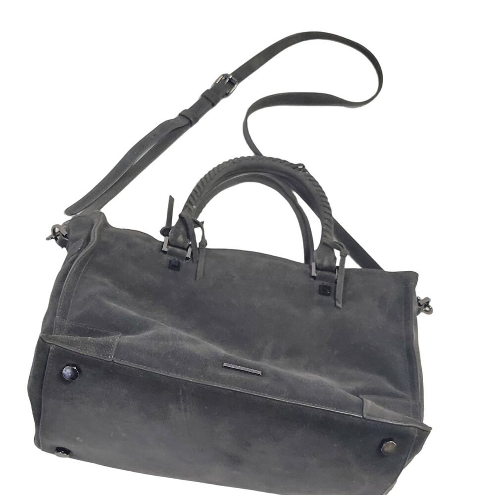 Rebecca Minkoff M.A.C. Satchel Handbag Dark Gray Suede Crossbody Strap *Flaw